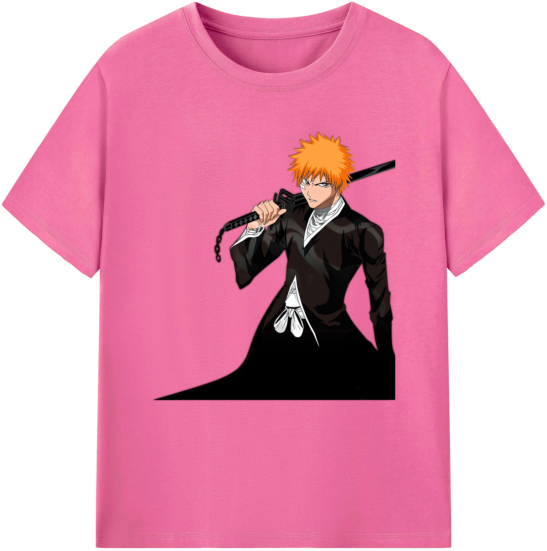 （画像用） ブリーチ 黒崎一護（くろさき いちご）BLEACH Kurosaki Ichigo レディースカジュアルプリントTシャツ（綿100％）